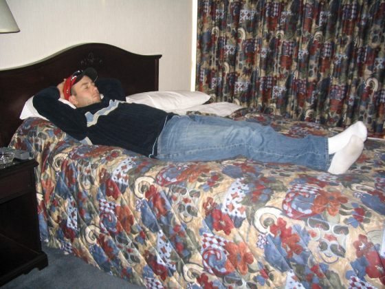 Steve in our Hotel room, before the banquet!